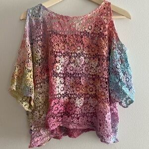 Boho tie dye lace top